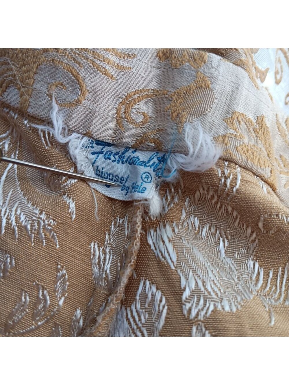 Vintage Skirt 24W 24" 50's Brocade Pencil Satin Gold Floral Mid-Length